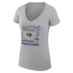 Baltimore Ravens G-III 4Her by Carl Banks Women's Super-Slim Fit Lightweight Collage Team V-Neck T-Shirt Heather Gray