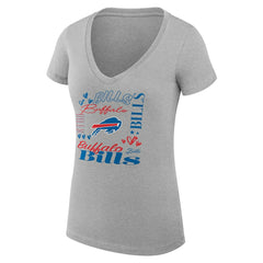 Buffalo Bills G-III 4Her by Carl Banks Women's Super-Slim Fit Lightweight Collage Team V-Neck T-Shirt Heather Gray