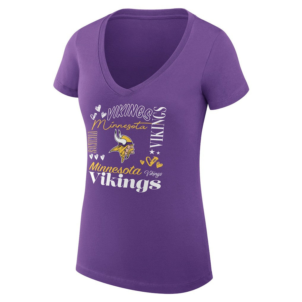 Minnesota Vikings G-III 4Her by Carl Banks Women's Super-Slim Fit Lightweight Collage Team V-Neck T-Shirt Purple