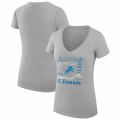 Detroit Lions G-III 4Her by Carl Banks Women's Super-Slim Fit Lightweight Collage Team V-Neck T-Shirt Heather Gray