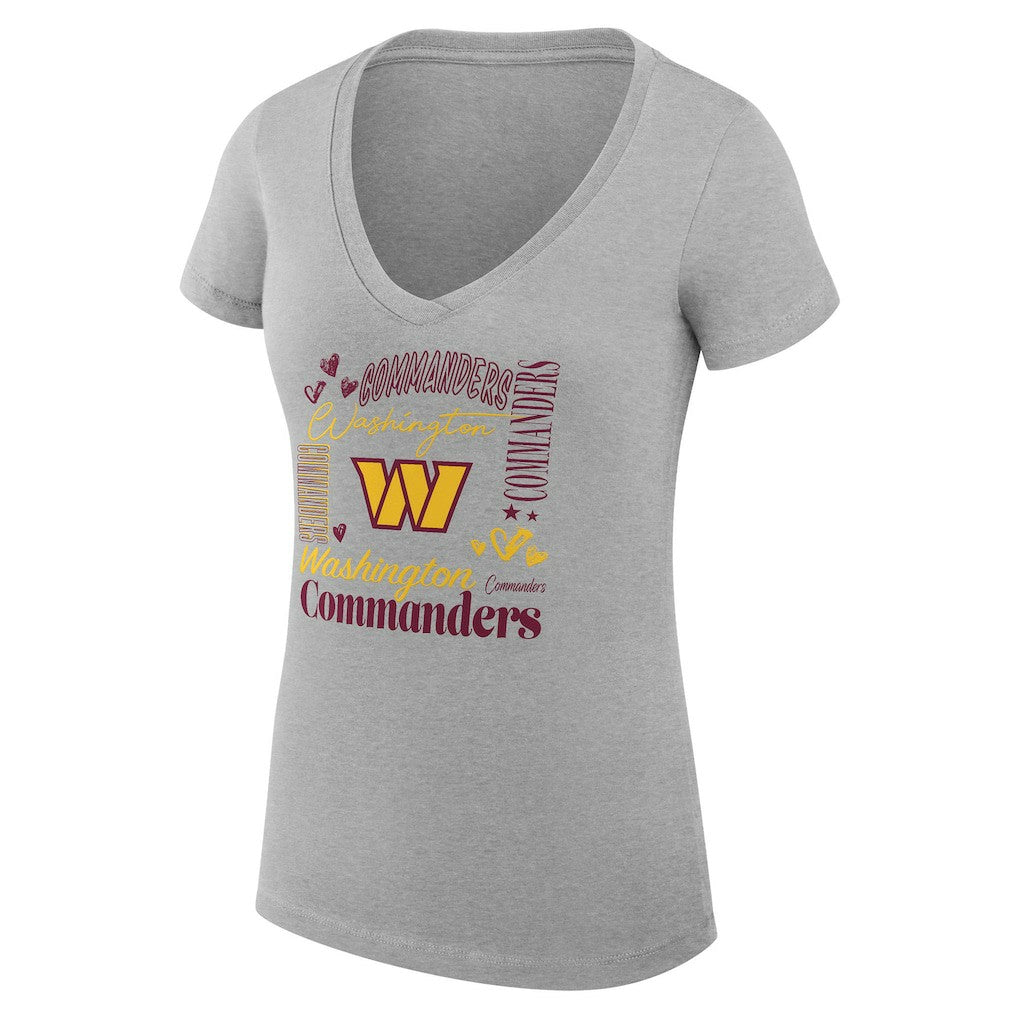 Washington Commanders G-III 4Her by Carl Banks Women's Super-Slim Fit Lightweight Collage Team V-Neck T-Shirt Heather Gray