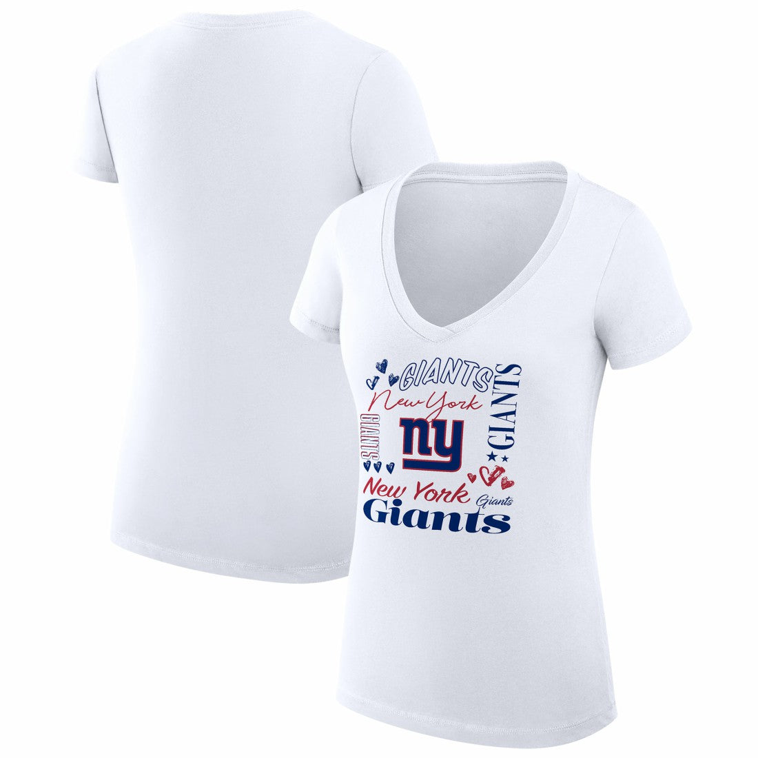 New York Giants G-III 4Her by Carl Banks Women's Super-Slim Fit Lightweight Collage Team V-Neck T-Shirt White