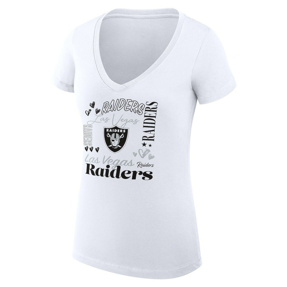 Las Vegas Raiders G-III 4Her by Carl Banks Women's Super-Slim Fit Lightweight Collage Team V-Neck T-Shirt White