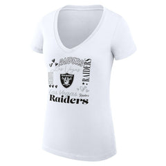 Las Vegas Raiders G-III 4Her by Carl Banks Women's Super-Slim Fit Lightweight Collage Team V-Neck T-Shirt White