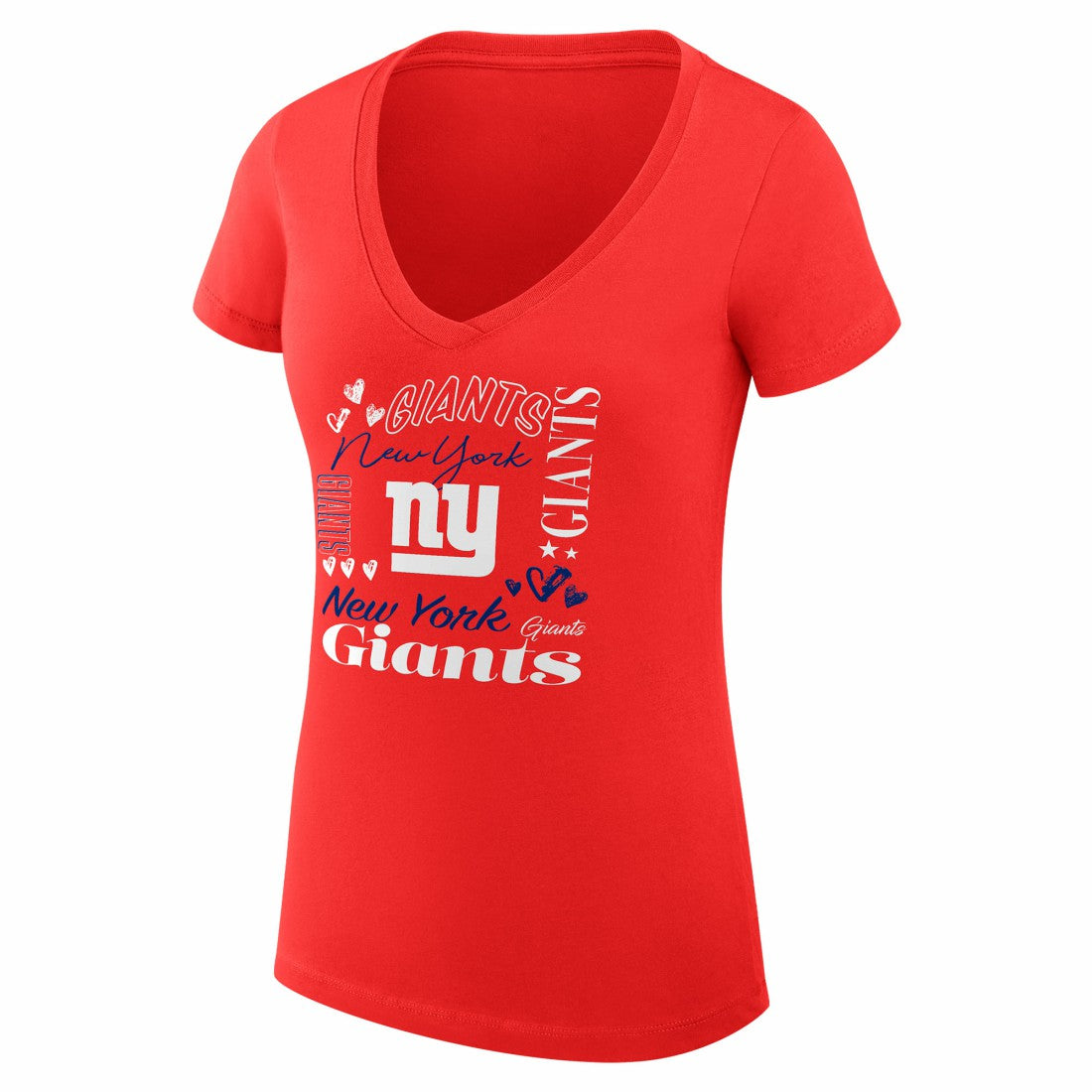 New York Giants G-III 4Her by Carl Banks Women's Super-Slim Fit Lightweight Collage Team V-Neck T-Shirt Red