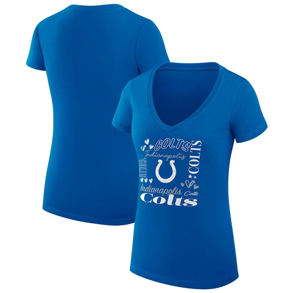 Indianapolis Colts G-III 4Her by Carl Banks Women's Super-Slim Fit Lightweight Collage Team V-Neck T-Shirt Royal