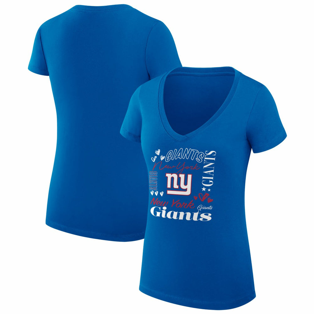 New York Giants G-III 4Her by Carl Banks Women's Super-Slim Fit Lightweight Collage Team V-Neck T-Shirt Royal