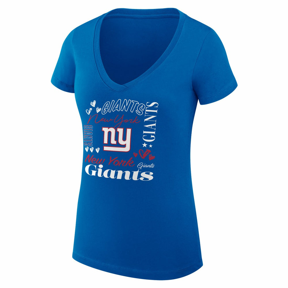 New York Giants G-III 4Her by Carl Banks Women's Super-Slim Fit Lightweight Collage Team V-Neck T-Shirt Royal