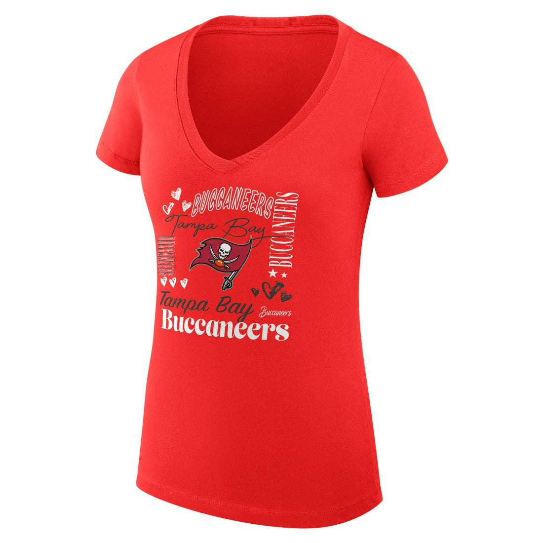 Tampa Bay Buccaneers G-III 4Her by Carl Banks Women's Super-Slim Fit Lightweight Collage Team V-Neck T-Shirt Red