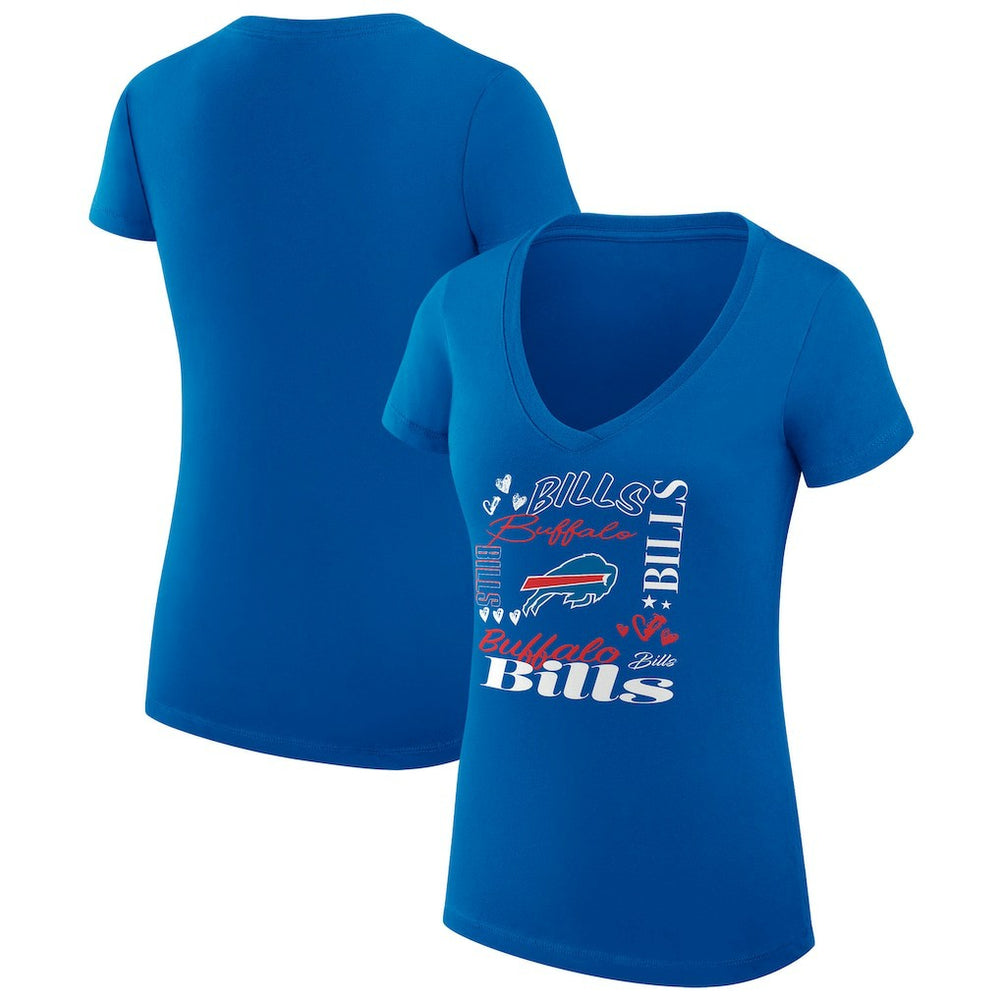 Buffalo Bills G-III 4Her by Carl Banks Women's Super-Slim Fit Lightweight Collage Team V-Neck T-Shirt Royal