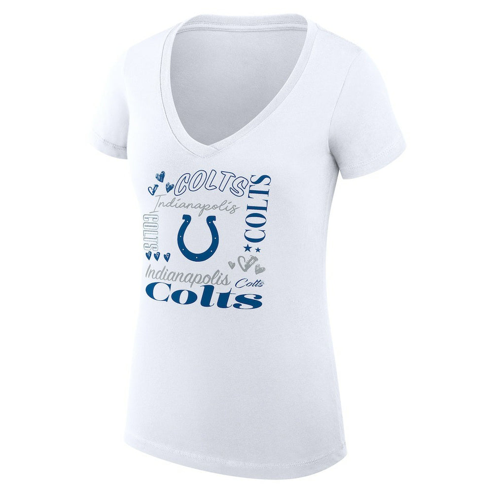 Indianapolis Colts G-III 4Her by Carl Banks Women's Super-Slim Fit Lightweight Collage Team V-Neck T-Shirt White