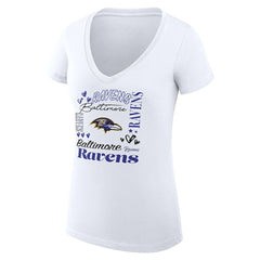 Baltimore Ravens G-III 4Her by Carl Banks Women's Super-Slim Fit Lightweight Collage Team V-Neck T-Shirt White