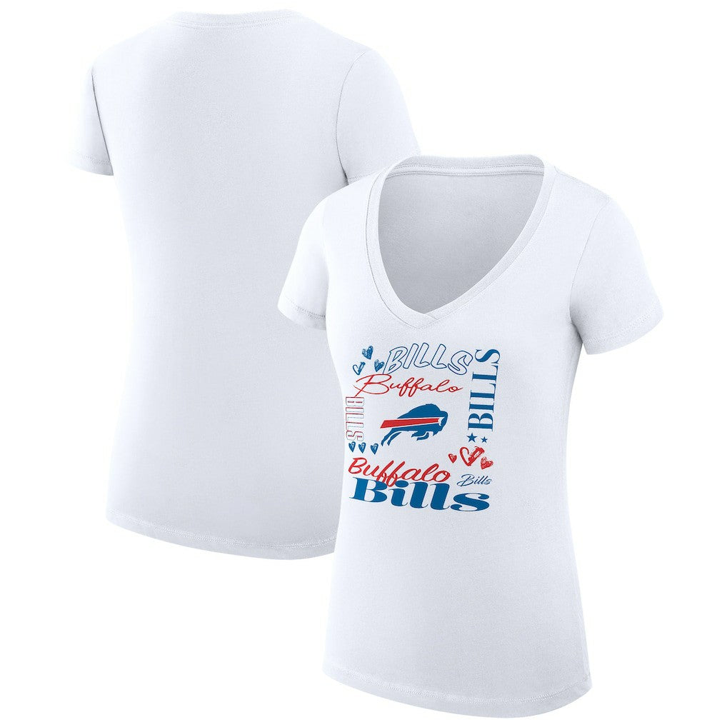 Buffalo Bills G-III 4Her by Carl Banks Women's Super-Slim Fit Lightweight Collage Team V-Neck T-Shirt White