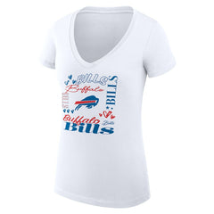 Buffalo Bills G-III 4Her by Carl Banks Women's Super-Slim Fit Lightweight Collage Team V-Neck T-Shirt White