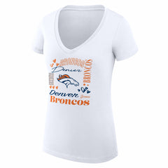 Denver Broncos G-III 4Her by Carl Banks Women's Super-Slim Fit Lightweight Collage Team V-Neck T-Shirt White