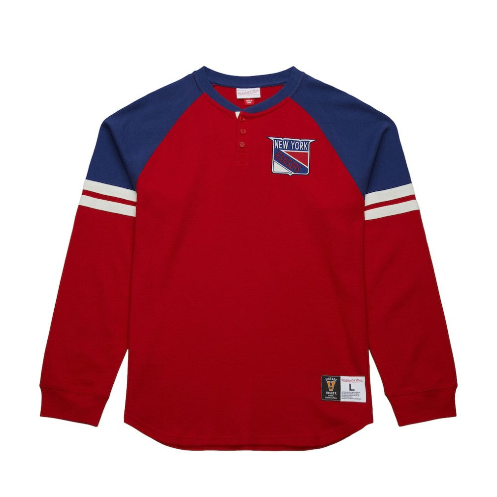 NHL New York Rangers Mitchell & Ness Thermal Henley Long Sleeve T-Shirt - Red