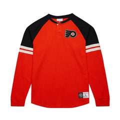 NHL Philadelphia Flyers Mitchell & Ness Thermal Henley Long Sleeve T-Shirt - Orange