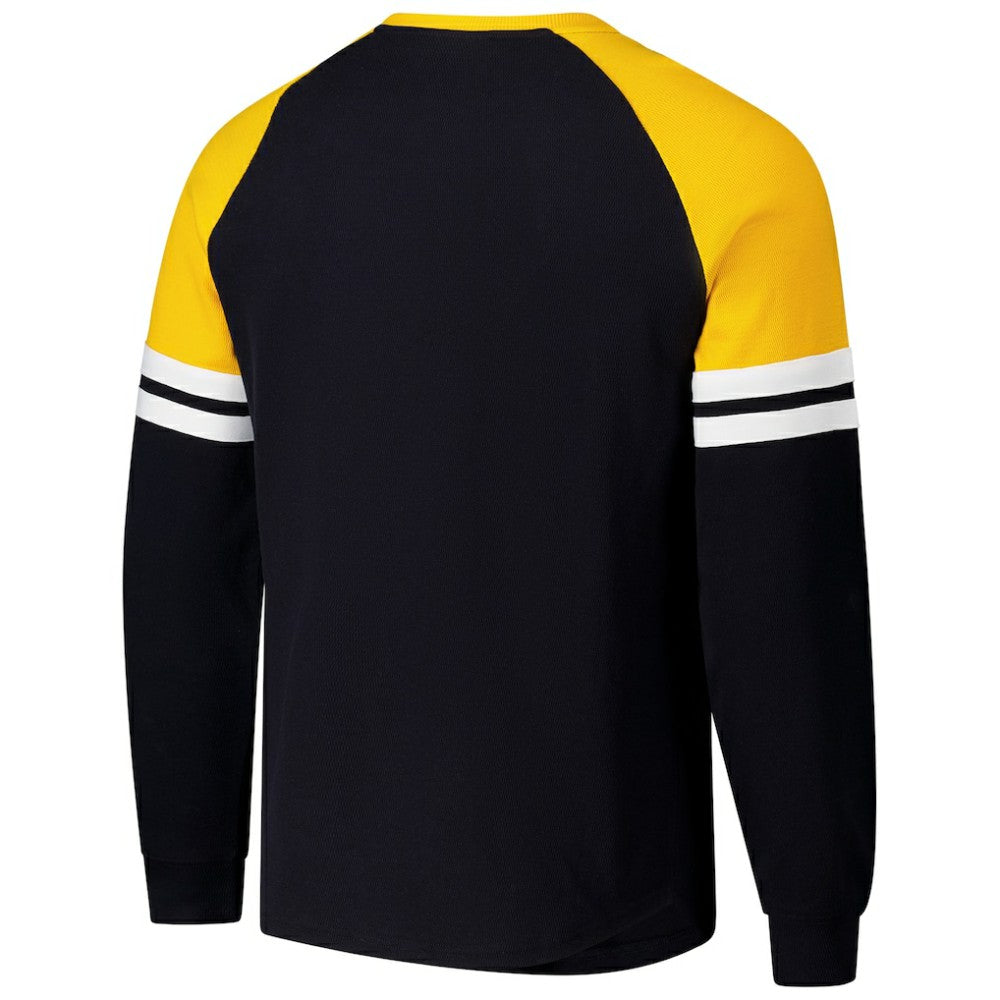 NHL Pittsburgh Penguins Mitchell & Ness Thermal Henley Long Sleeve T-Shirt - Black