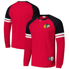 NHL Chicago Blackhawks Mitchell & Ness Thermal Henley Long Sleeve T-Shirt - Red