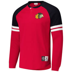 NHL Chicago Blackhawks Mitchell & Ness Thermal Henley Long Sleeve T-Shirt - Red