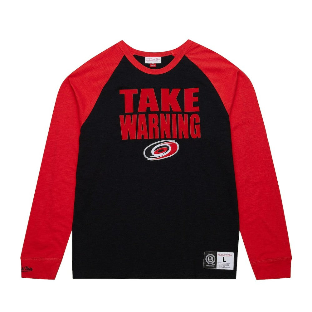 NHL Carolina Hurricanes Mitchell & Ness Legendary Slub Raglan Long Sleeve T-Shirt - Black/Red
