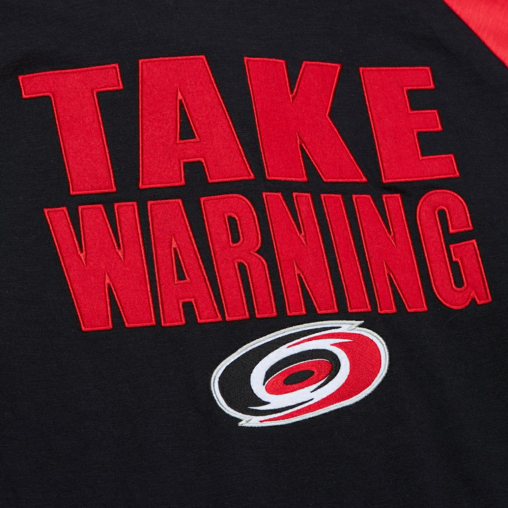 NHL Carolina Hurricanes Mitchell & Ness Legendary Slub Raglan Long Sleeve T-Shirt - Black/Red