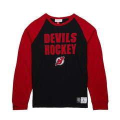 NHL New Jersey Devils Mitchell & Ness Legendary Slub Raglan Long Sleeve T-Shirt - Black/Red