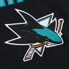 NHL San Jose Sharks Mitchell & Ness Legendary Slub Raglan Long Sleeve T-Shirt - Black/Teal