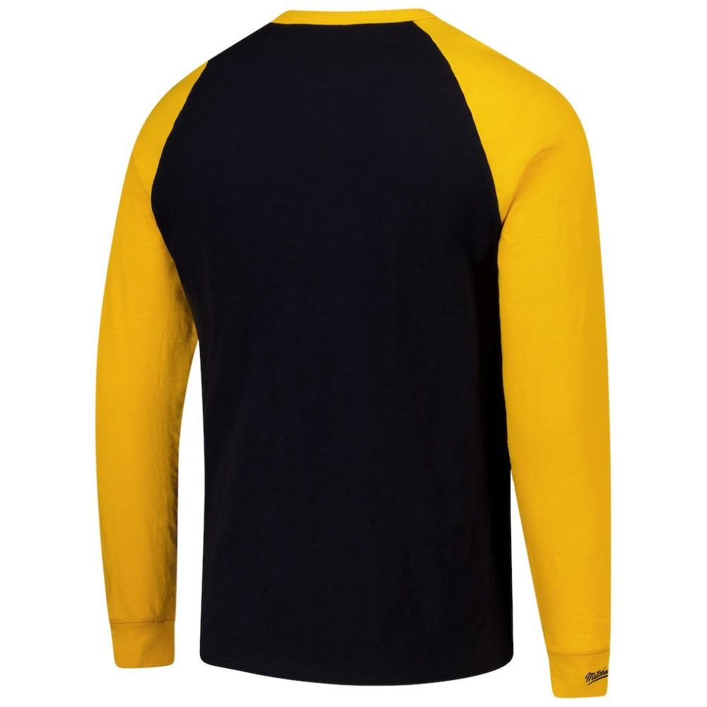 NHL Pittsburgh Penguins Mitchell & Ness Legendary Slub Raglan Long Sleeve T-Shirt - Black/Gold