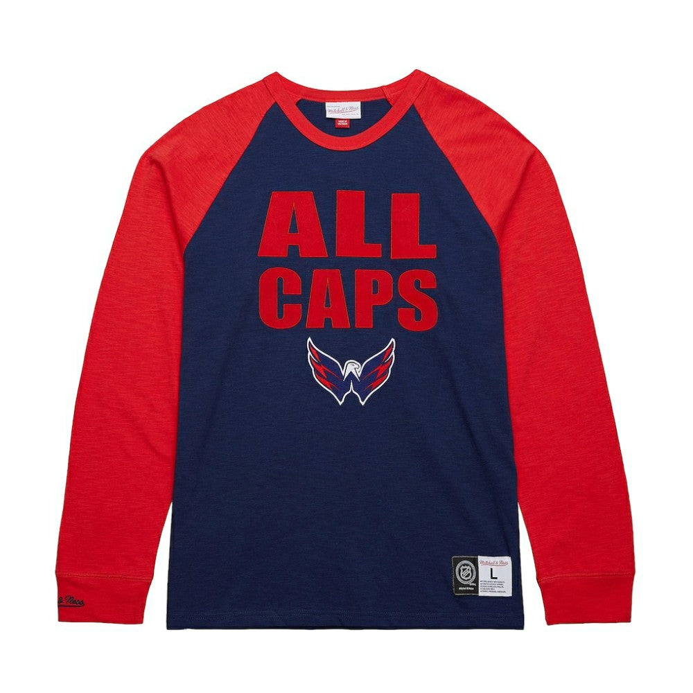 NHL Washington Capitals Mitchell & Ness Legendary Slub Raglan Long Sleeve T-Shirt - Navy/Red