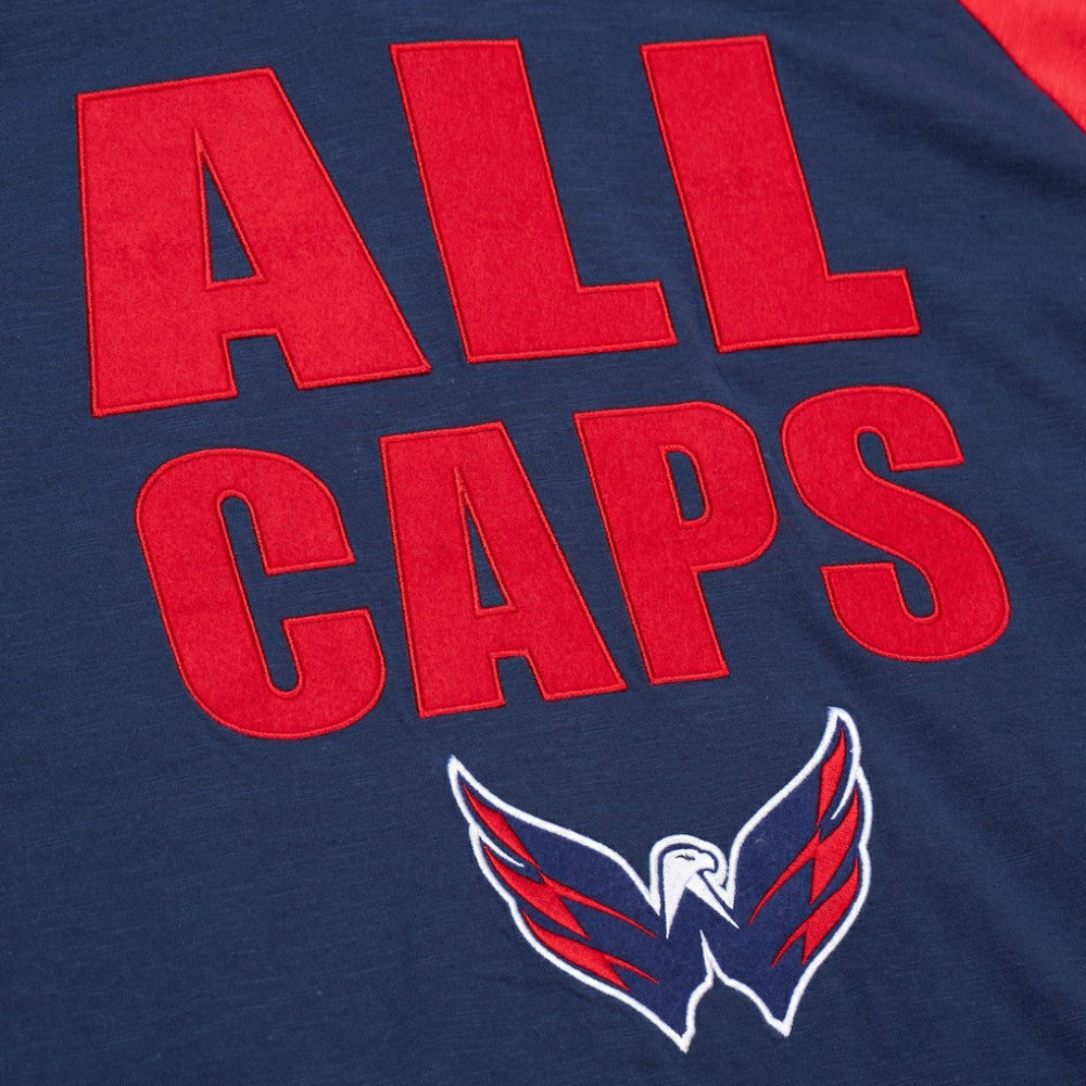 NHL Washington Capitals Mitchell & Ness Legendary Slub Raglan Long Sleeve T-Shirt - Navy/Red