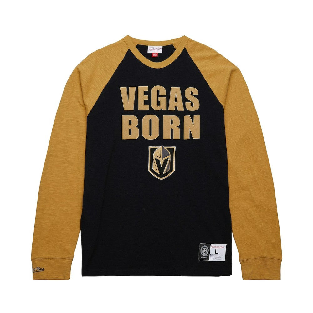NHL Vegas Golden Knights Mitchell & Ness Legendary Slub Raglan Long Sleeve T-Shirt - Black/Gold