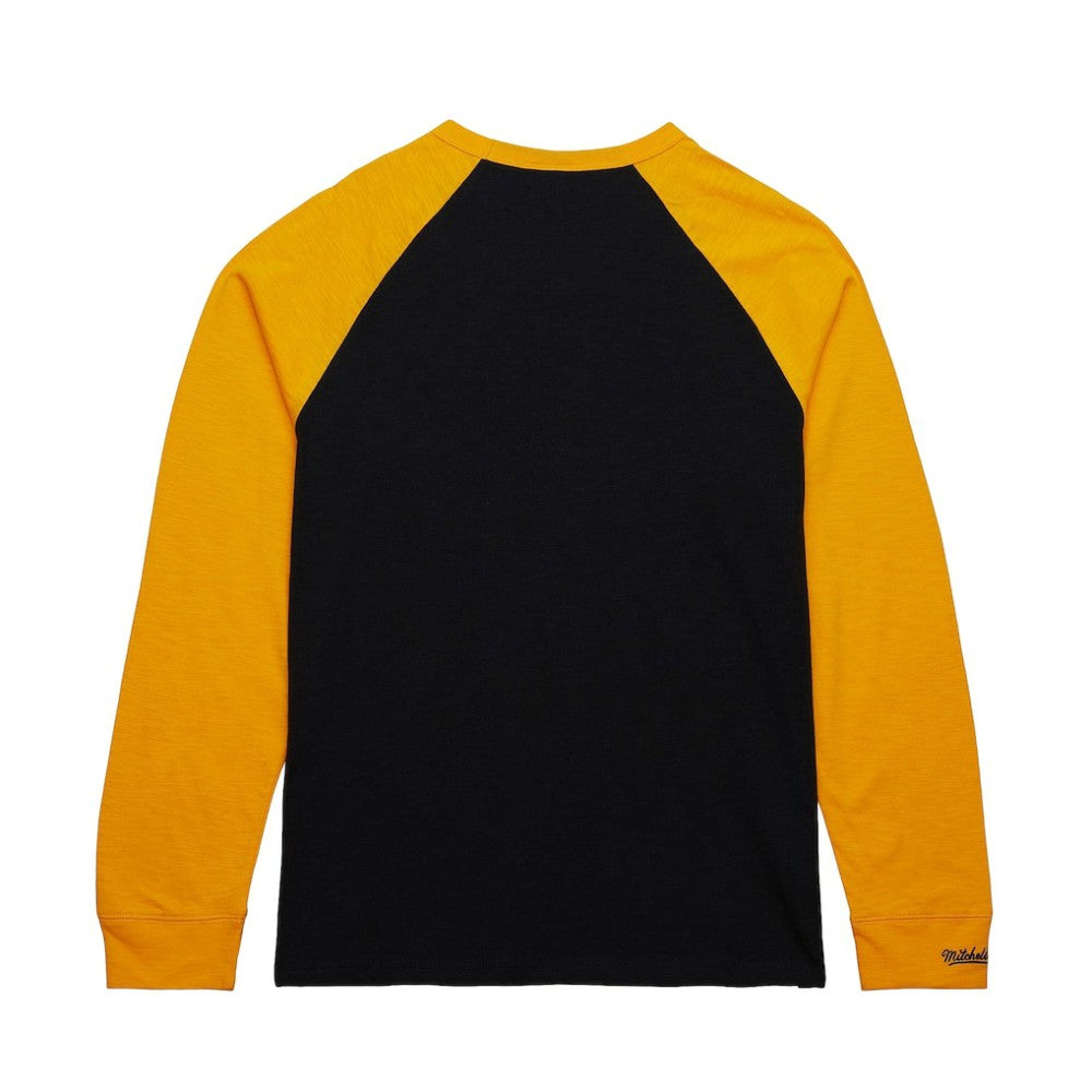 NHL Boston Bruins Mitchell & Ness Legendary Slub Raglan Long Sleeve T-Shirt - Black/Gold