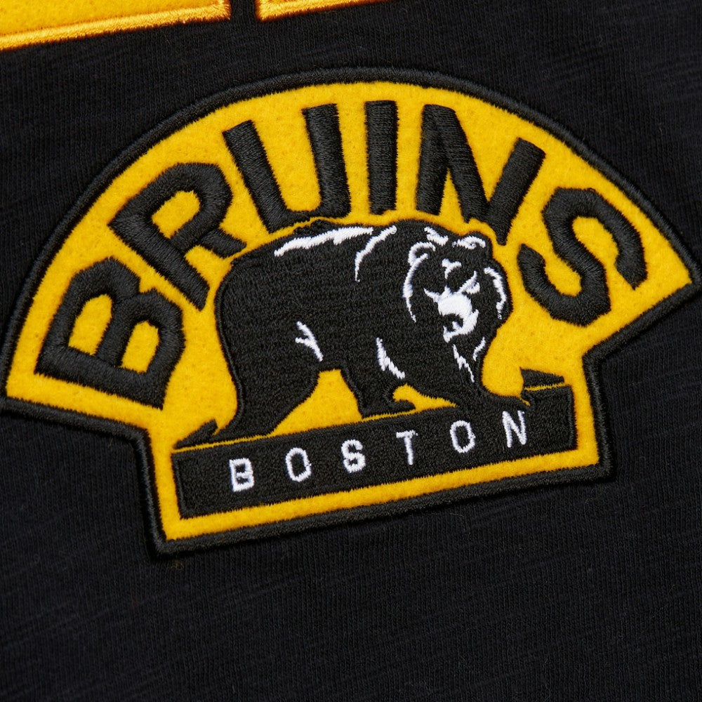 NHL Boston Bruins Mitchell & Ness Legendary Slub Raglan Long Sleeve T-Shirt - Black/Gold