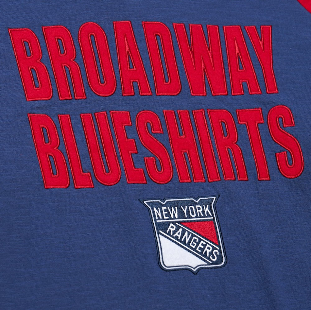 NHL New York Rangers Mitchell & Ness Legendary Slub Raglan Long Sleeve T-Shirt - Blue/Red