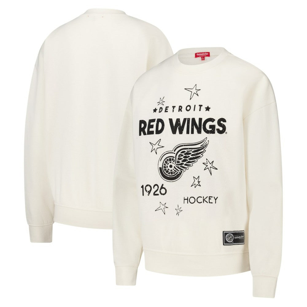 NHL Detroit Red Wings Mitchell & Ness Women's Logo 3.0 Pullover Sweatshirt - Cream