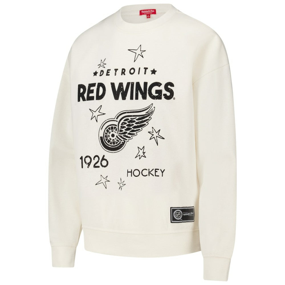 NHL Detroit Red Wings Mitchell & Ness Women's Logo 3.0 Pullover Sweatshirt - Cream