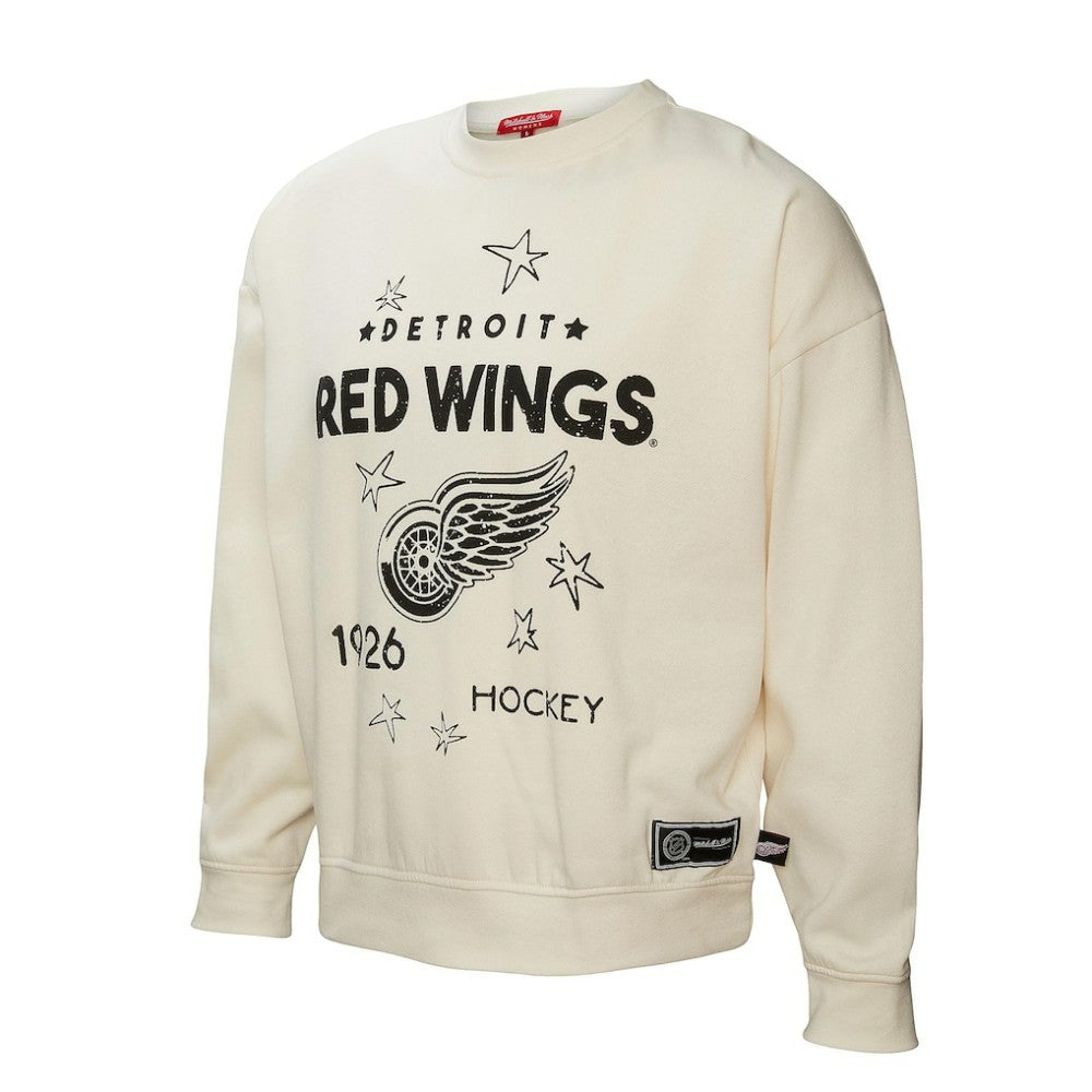 NHL Detroit Red Wings Mitchell & Ness Women's Logo 3.0 Pullover Sweatshirt - Cream