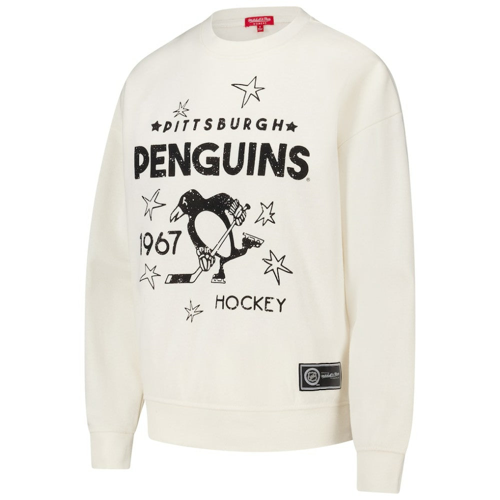 NHL Pittsburgh Penguins Mitchell & Ness Women's Logo 3.0 Pullover Sweatshirt - Cream