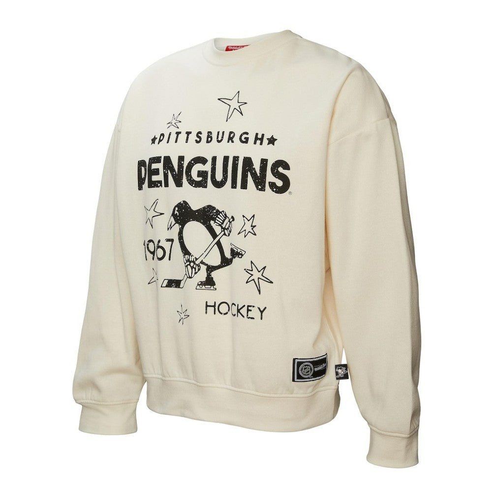 NHL Pittsburgh Penguins Mitchell & Ness Women's Logo 3.0 Pullover Sweatshirt - Cream