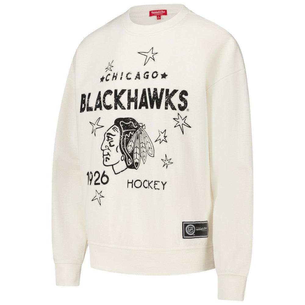 NHL Chicago Blackhawks Mitchell & Ness Women's Logo 3.0 Pullover Sweatshirt - Cream