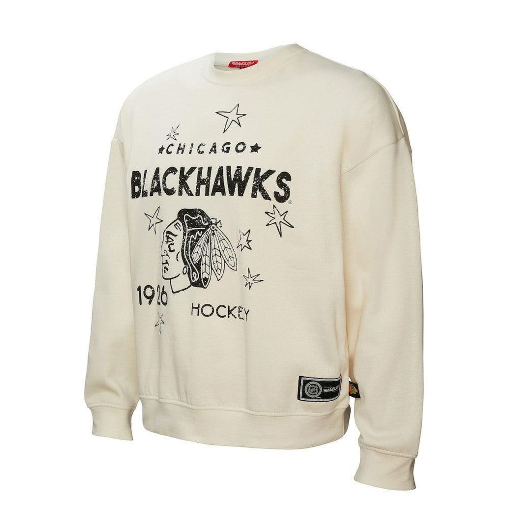 NHL Chicago Blackhawks Mitchell & Ness Women's Logo 3.0 Pullover Sweatshirt - Cream
