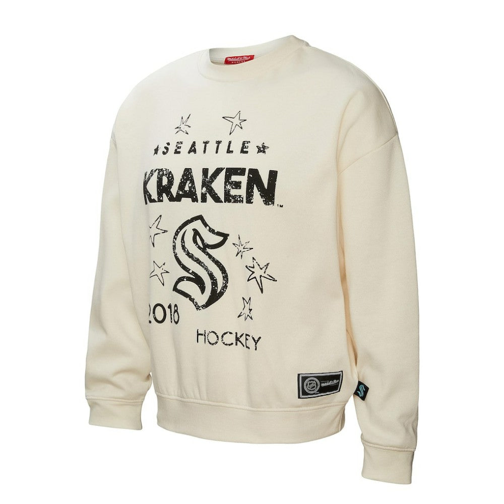 NHL Seattle Kraken Mitchell & Ness Women's Logo 3.0 Pullover Sweatshirt - Cream