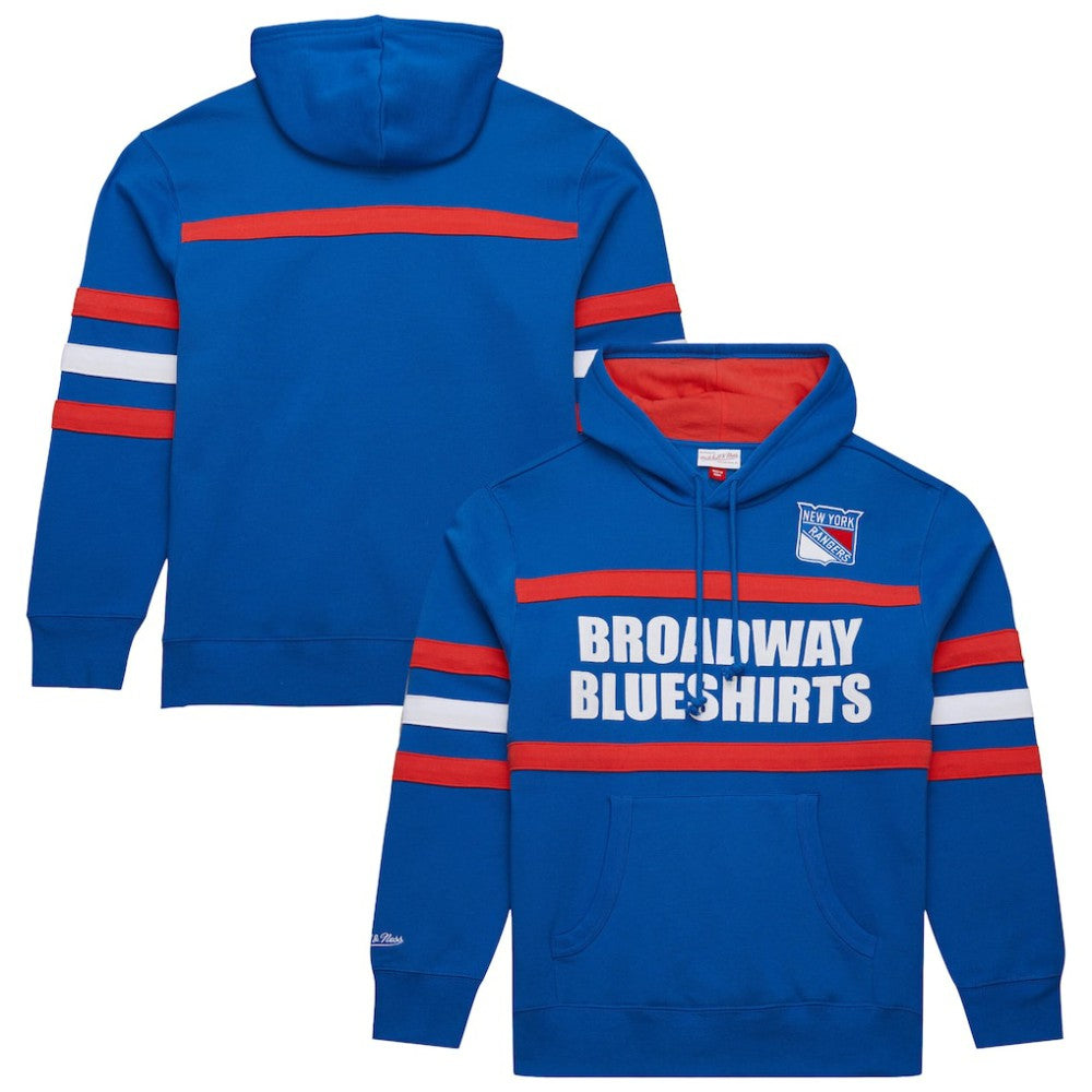 NHL New York Rangers Mitchell & Ness Head Coach Slogan Pullover Hoodie - Blue
