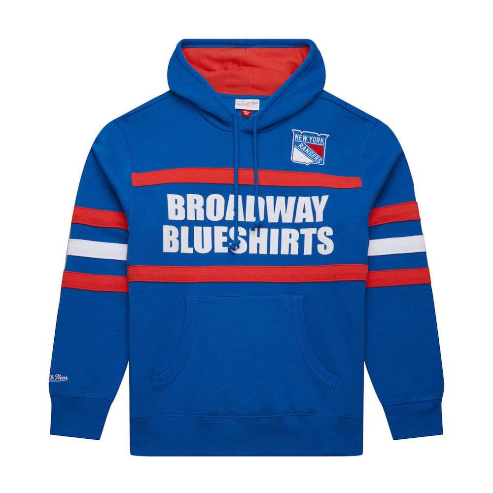 NHL New York Rangers Mitchell & Ness Head Coach Slogan Pullover Hoodie - Blue