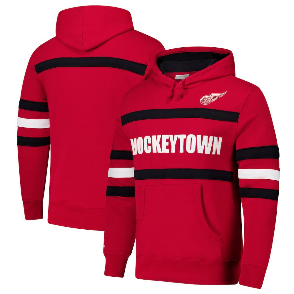 NHL Detroit Red Wings Mitchell & Ness Head Coach Slogan Pullover Hoodie - Red