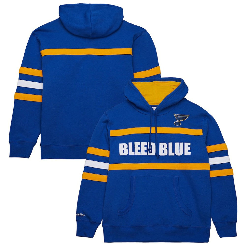 NHL St. Louis Blues Mitchell & Ness Head Coach Slogan Pullover Hoodie - Blue