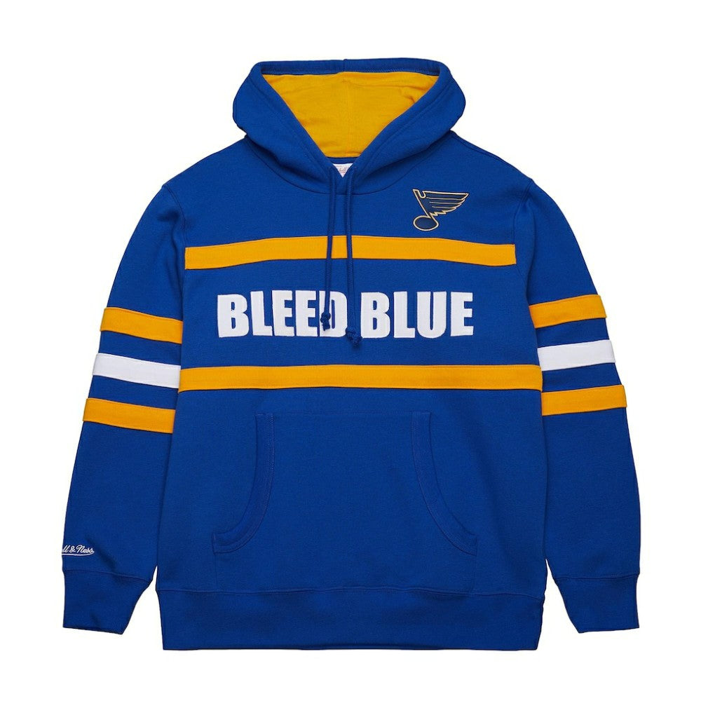 NHL St. Louis Blues Mitchell & Ness Head Coach Slogan Pullover Hoodie - Blue