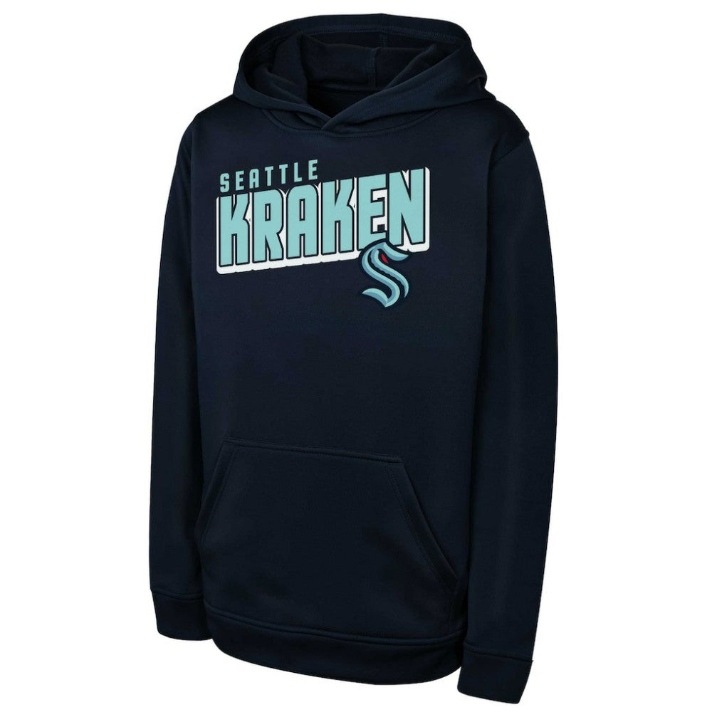 NHL Seattle Kraken Youth Cyber Punk Performance Hoodie - Deep Sea Blue