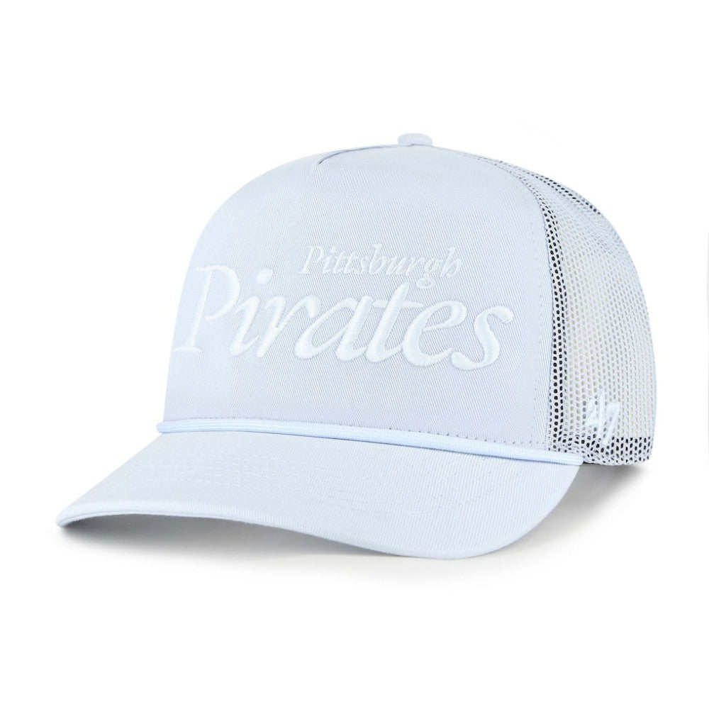 Pittsburgh Pirates '47 Foundation Script Hitch Adjustable Trucker Hat - Light Blue Hats